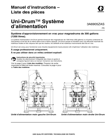 Graco 3A6905ZAS, Uni-Drum Système d’alimentation, Manuel d’ Mode d'emploi | Fixfr