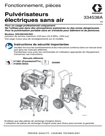 Graco 334538A -395/490/495/595 Electric Airless Sprayers Manuel du propriétaire | Fixfr