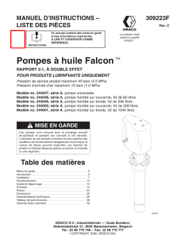 Graco 309223c , Pompes à huile Falcon Manuel du propriétaire