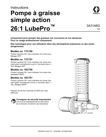 Graco 3A3146G, 26:1 Pompe à graisse simple action, manuel Mode d'emploi | Fixfr