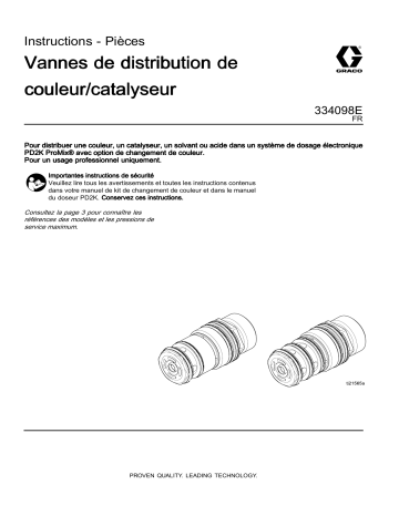 Graco 334098E, Vannes de distribution de couleur/catalyseur Mode d'emploi | Fixfr