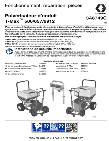 Graco 3A6749C, Pulvérisateur d’enduit T-Max 506/657/6912, Fonctionnement, réparation, pièces Manuel du propriétaire | Fixfr