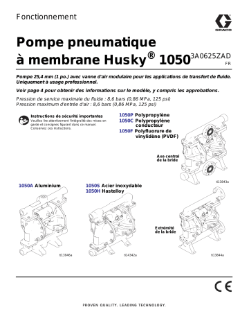 Graco 3A0625ZAD, Pompe pneumatique à membrane Husky 1050, Fonctionnement Manuel du propriétaire | Fixfr