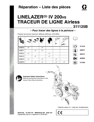 Graco 311125B LineLazer IV 200 HS Airless Paint Striper Repair and Parts Manuel du propriétaire | Fixfr