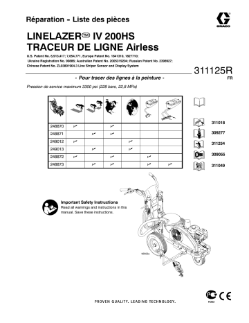 Graco 311125R - LineLazer IV 200HS Airless Line Striper Repair-Parts Manuel du propriétaire | Fixfr