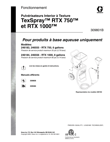 Graco 309801B TexSpray RTX 750 et RTX 1000 Manuel du propriétaire | Fixfr