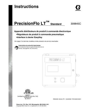 Graco 309845C - PrecisionFlo LT, Standard Manuel du propriétaire | Fixfr