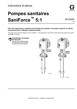 Graco 3A1845P, SaniForce 5:1 Sanitary Pumps Mode d'emploi