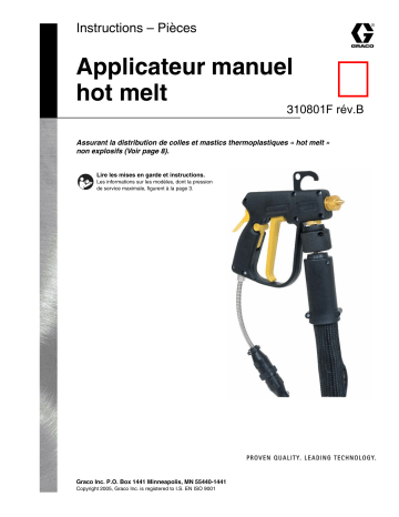 Graco 310801b , Applicateur manuel Hot Melt  Manuel du propriétaire | Fixfr