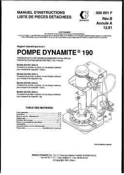 Graco 308051B, POMPE DYNAMITE® 190, MANUEL D' Manuel utilisateur