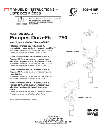 Graco 308418a , Pompes Dura-Flo 750 Manuel du propriétaire | Fixfr