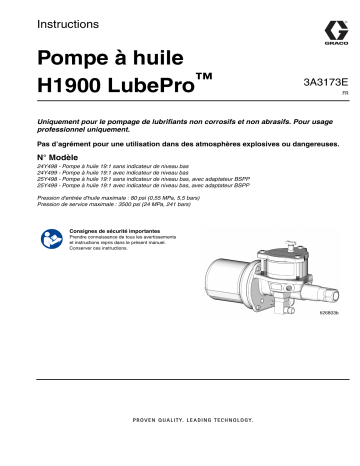 Graco 3A3173E Pompe à huile H1900 LubePro™ Manuel du propriétaire | Fixfr