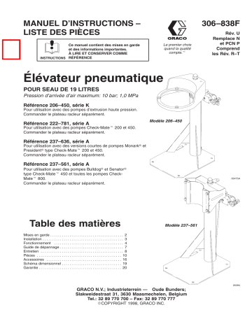 Graco 306838u , Élévateur pneumatique Manuel du propriétaire | Fixfr