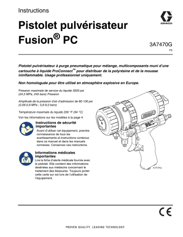 Graco 3A7470G, Pistolet pulvérisateur Fusion PC Mode d'emploi | Fixfr