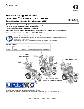 Graco 3A3864F, Traceurs de lignes Airless LineLazer V 200HS & 200DC séries Standard et Haute Production (HP), Fonctionnement, Français Manuel du propriétaire | Fixfr