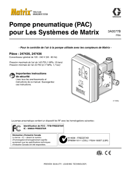 Graco 3A0577B, Pump Air Control (PAC) for Matrix Systems Manuel du propriétaire