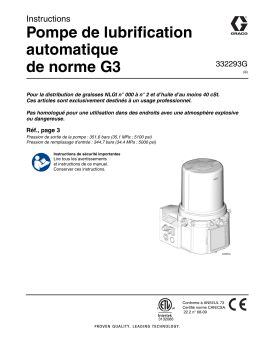 Graco 332293G. Pompe de lubrification automatique de norme G3 Manuel du propriétaire