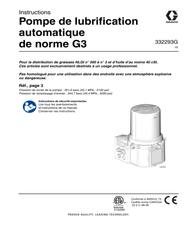 Graco 332293G. Pompe de lubrification automatique de norme G3 Manuel du propriétaire | Fixfr