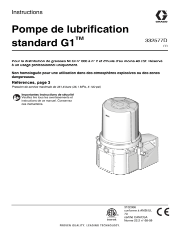 Graco 332577D - G1 Standard Lubrication Pump Mode d'emploi | Fixfr