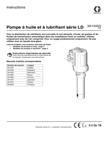 Graco 3A1345G LD Series Oil and Grease Pump Mode d'emploi | Fixfr