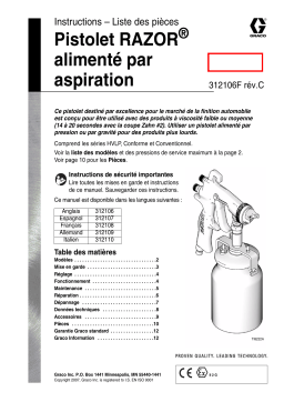 Graco 312106c , Pistolet RAZOR alimenté par aspiration Manuel du propriétaire