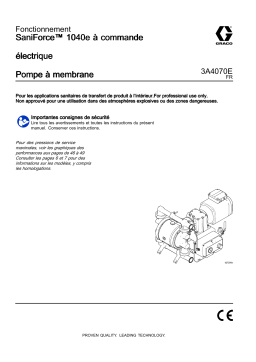 Graco 3A4070E, Pompe à membrane SaniForce™ 1040e à commande électrique, Fonctionnement Manuel du propriétaire