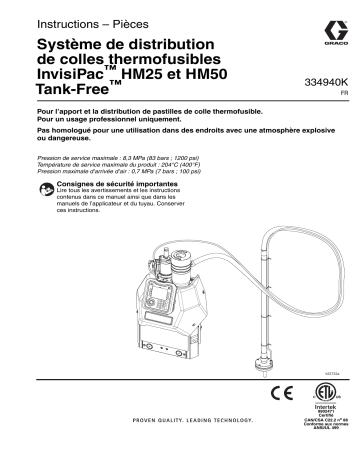 Graco 334940K - Système de distribution de colles thermofusibles InvisiPac HM25 et HM50 Tank-Free Mode d'emploi | Fixfr