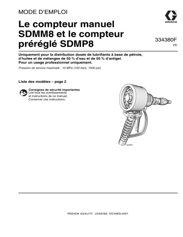 Graco 334380F Le compteur manuel SDMM8 et le compteur préréglé SDMP8 Manuel du propriétaire | Fixfr