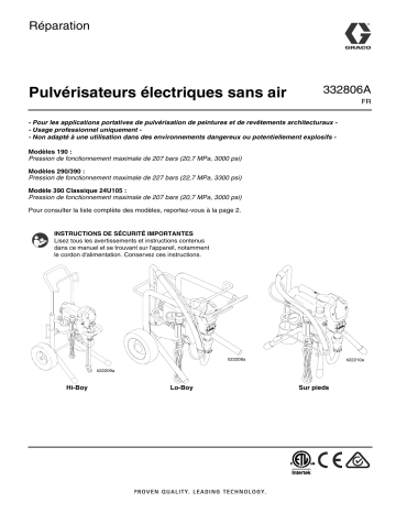 Graco 332806A Electric Airless Sprayers, Repair Manuel du propriétaire | Fixfr