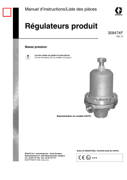 Graco 309474d , Régulateurs produit à basse pression Manuel du propriétaire