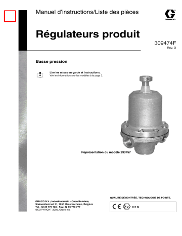 Graco 309474d , Régulateurs produit à basse pression Manuel du propriétaire | Fixfr