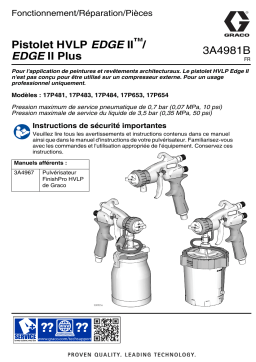 Graco 3A4981B, Pistolet HVLP EDGE II™/EDGE II Plus, Fonctionnement/Réparation/Pièces, Français, France Manuel du propriétaire