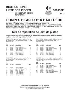 Graco 309130c , Kits de réparation et de conversion de pompes High-Flo Manuel du propriétaire