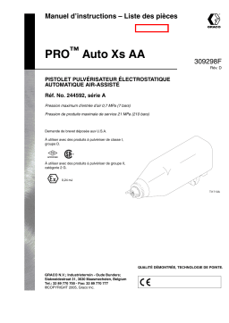 Graco 309298d , Pistolet pulvérisateur électrostatique automatique PRO Auto Xs AA Manuel du propriétaire