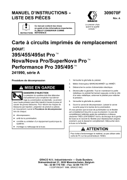 Graco 309070a , Carte à circuits imprimés de remplacement pour: 395/455/495st Pro Nova/NovaPro/SuperNova Pro Performance Pro 395/495 Manuel du propriétaire