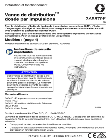 Graco 3A5879F -Vanne de distribution dosée par impulsions Manuel du propriétaire | Fixfr
