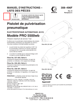 Graco 308496b , Pistolet de pulvérisation pneumatique électrostatique automatique Modèle PRO 5500wb Manuel du propriétaire