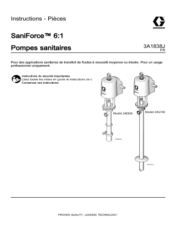 Graco 3A1838J, SaniForce 6:1 Sanitary Pumps Mode d'emploi | Fixfr