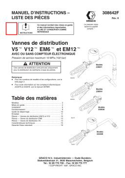 Graco 308642k , Vannes de distribution V5 & V12 & EM6 et EM12 Manuel du propriétaire