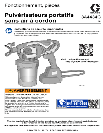 Graco 3A4434C -Pulvérisateurs portatifs sans air à cordon, Fonctionnement, pièces Français, France Manuel du propriétaire | Fixfr