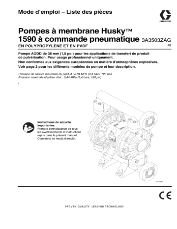 Graco 3A3503ZAG, Pompes à membrane Husky 1590 à commande pneumatique, Mode d’emploi, Francais Manuel utilisateur | Fixfr