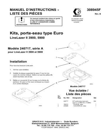 Graco 308945b , Kits porte-seau type Euro LineLazer II 3900, 5900 Manuel du propriétaire | Fixfr