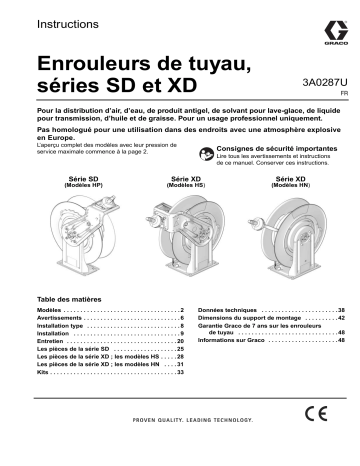 Graco 3A0287U - Enrouleurs de tuyau, séries SD et XD Mode d'emploi | Fixfr