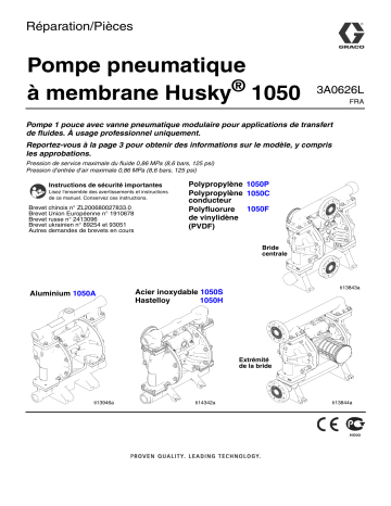 Graco 3A0626L, 1050 Air-Operated Diaphragm Pump, Repair/Parts Manuel du propriétaire | Fixfr