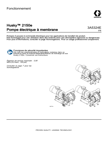 Graco 3A5324E, Pompe électrique à membrane Husky™ 2150e, Fonctionnement Manuel du propriétaire | Fixfr