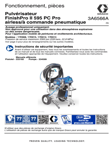 Graco 3A6566A, Pulvérisateur FinishPro II 595 PC Pro airless/à commande pneumatique, Français Manuel du propriétaire | Fixfr