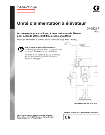 Graco 310526l , Unité dalimentation à élévateur pour seau de 20/30 litres Manuel du propriétaire | Fixfr
