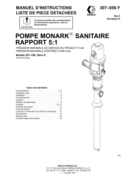 Graco 307056F, 5:1 Ratio Monark Sanitary Pump Mode d'emploi