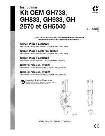 Graco 311520E GH733, GH833, GH933, GH2570, GH5040, OEM Kit Mode d'emploi | Fixfr