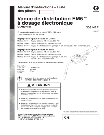 Graco 309142e , Vanne de distribution EM5 à dosage électronique Manuel du propriétaire | Fixfr